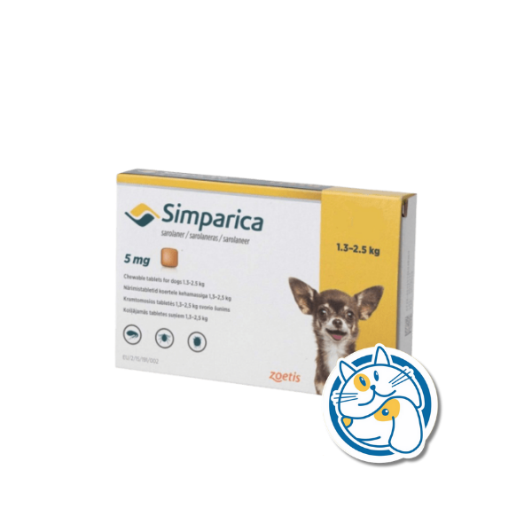 SIMPARICA TAB 5 MG (1,3 A 2,5 KG)