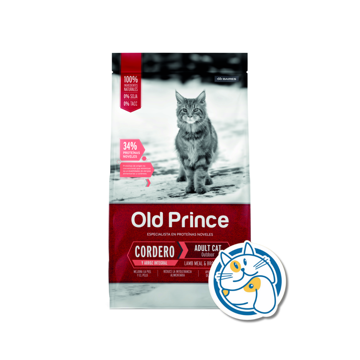 OLD PRINCE NOVEL CORDERO Y ARROZ GATOS ADULTOS 7,5+1KG