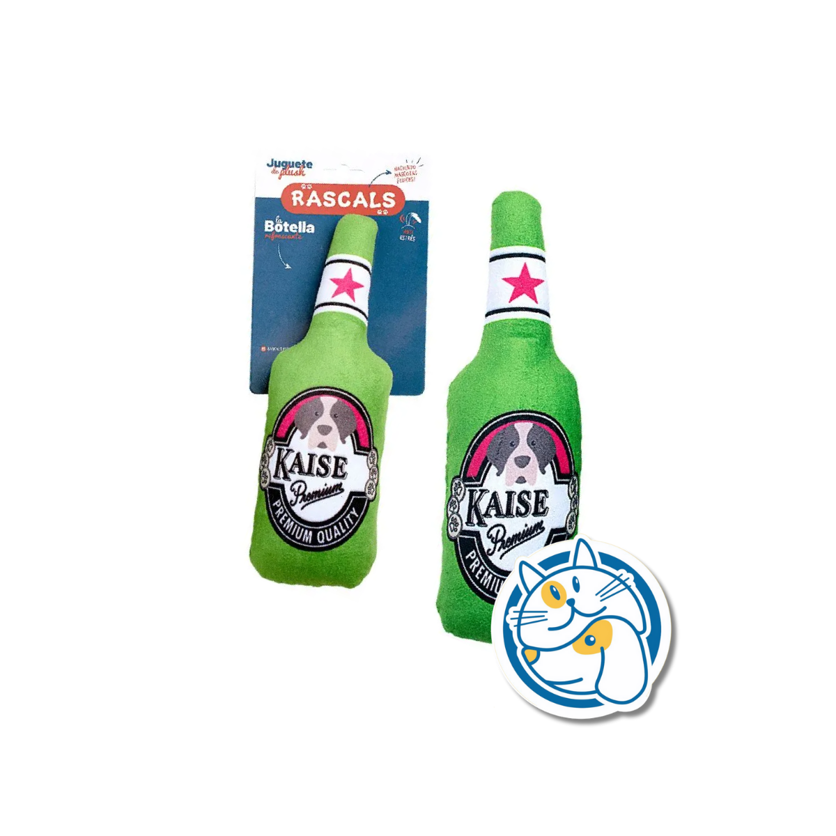 BOTELLA VERDE DE PLUSH C/CHIFE 9X25CM PLU106541