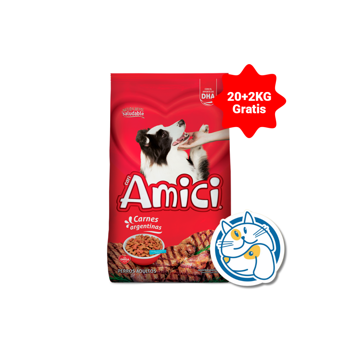 CARI AMICI PERROS ADULTOS CARNE, POLLO Y VEGETALES 20+2KG
