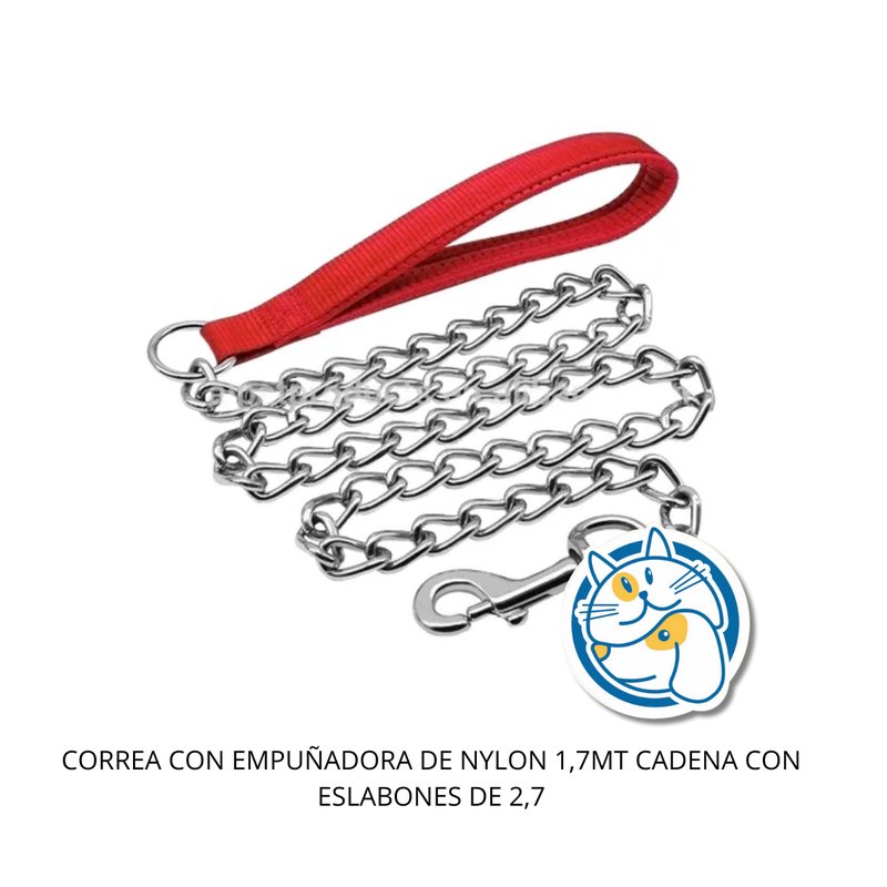 CORREA C/EMPUÑADORA DE NYLON 1,7MT CADENA C/ESLABONES DE 2,7CM 24838