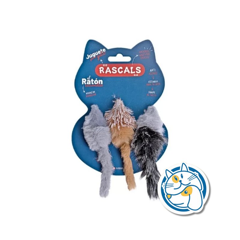 SET 3 RATONCITOS P/GATOS COLORES SURTIDOS 3X12CM JUG99980
