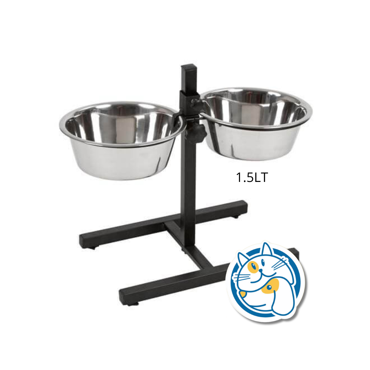 COMEDERO ACERO INOX. DOBLE C/SOPORTE REG. 1,5LTS P47_01