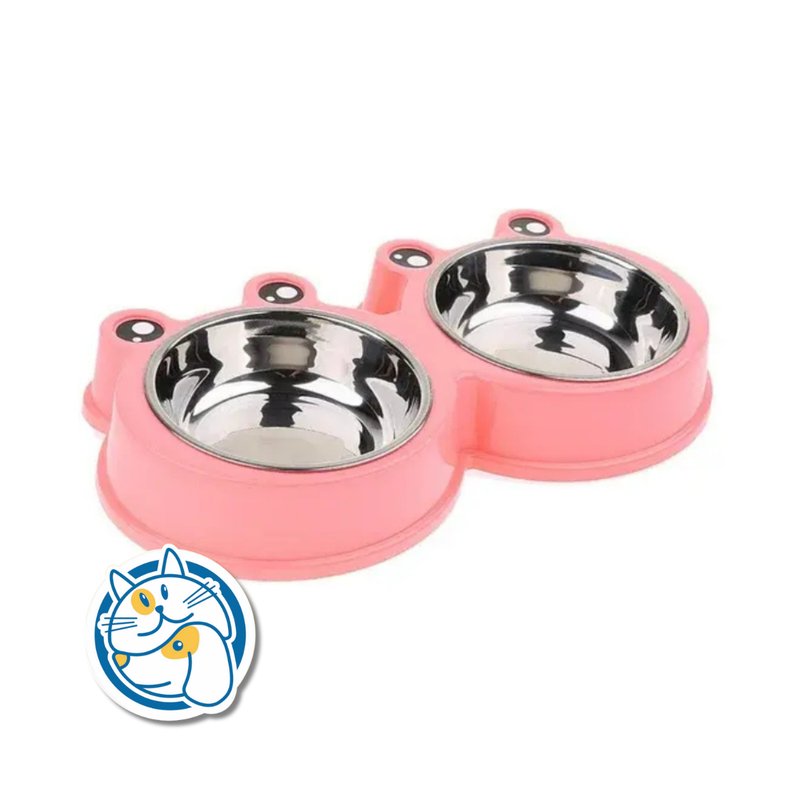 COMEDERO DOBLE ACERO INOX. BASE DESMONTABLE C/OJOS 27,8X15X5X4CM 25645