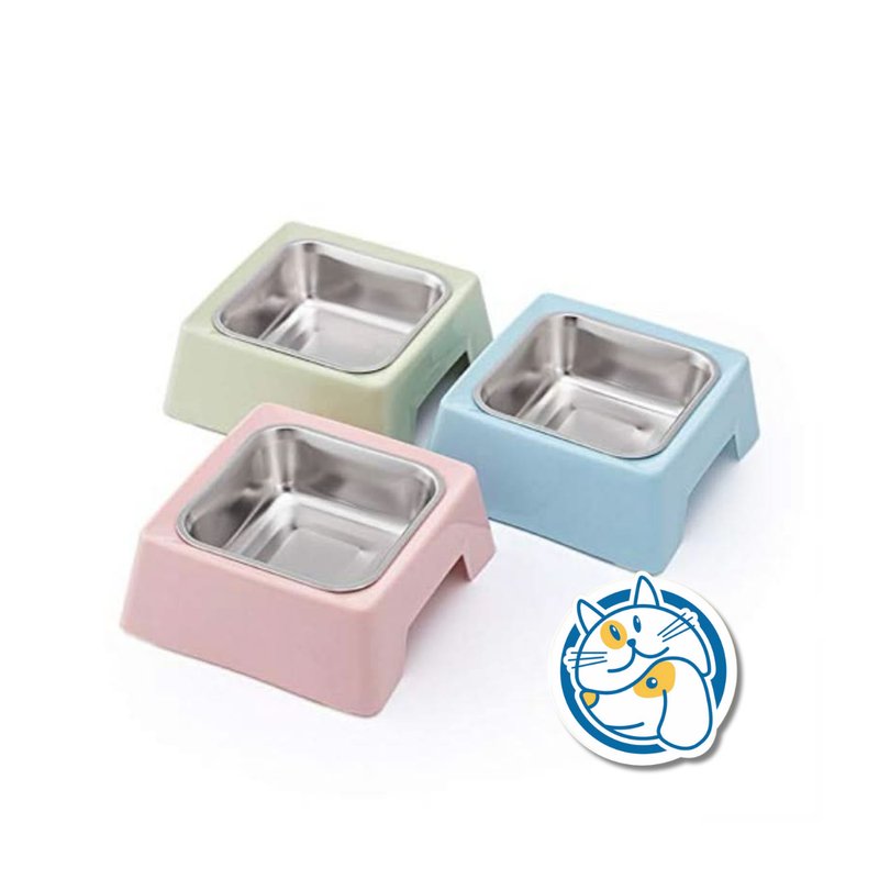 COMEDERO ACERO INOX. CUADRADO C/BASE PLASTICA 15,5X15X6CM 25789