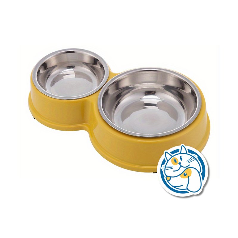 COMEDERO DOBLE REDONDE ACERO INOX. C/BASE PLASTICA 28,3X17,3X5CM 25797