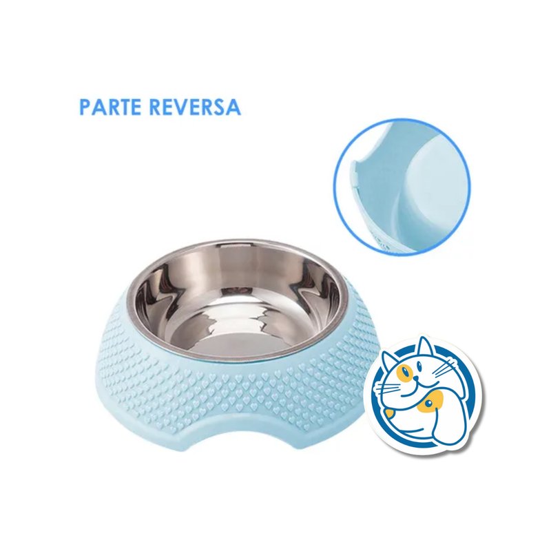 COMEDERO ACERO INOX. C/BASE PASTICA C/CORAZONES 18,8X6CM 25807